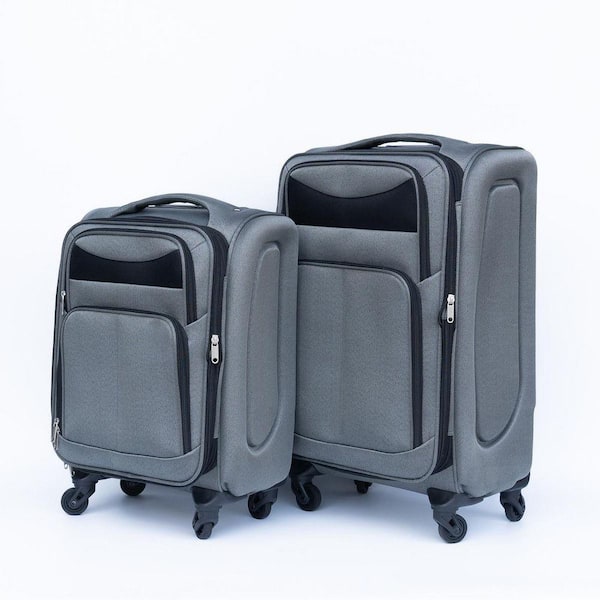 LIVACA 2-Piece Gray Waterproof Oxford Fabric Softside Luggage Set