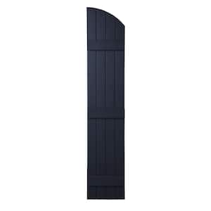 15 in. x 71 in. Polypropylene Plastic Arch Top Closed Board and Batten Shutters Pair in Dark Navy