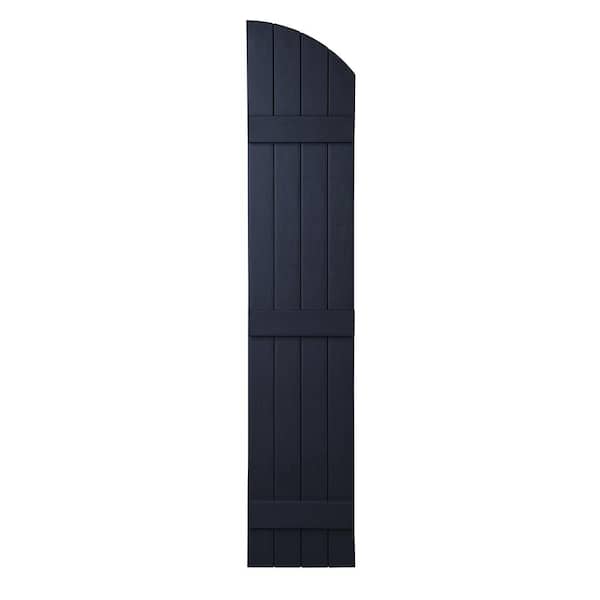 Ply Gem 15 in. x 77 in. Polypropylene Plastic Closed Arch Top Board and Batten Shutters Pair in Dark Navy