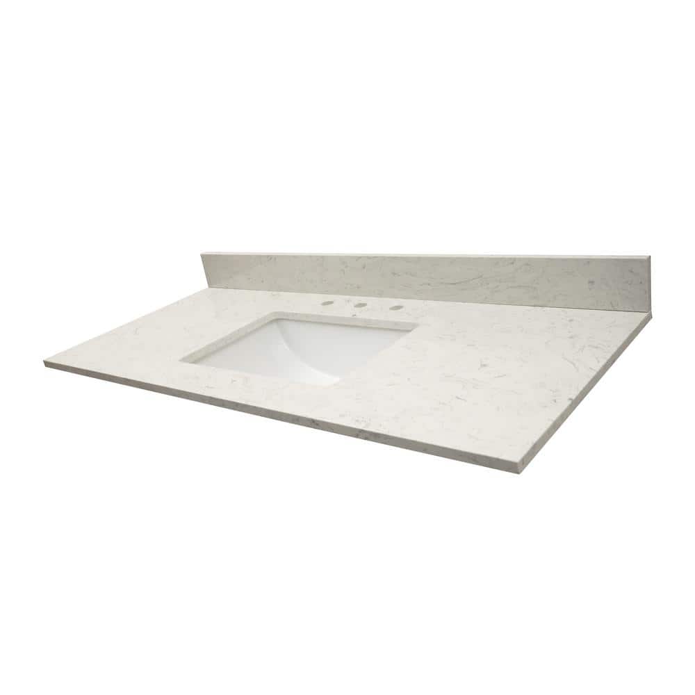 49 in. White Marble Vanity Top with Single Sink