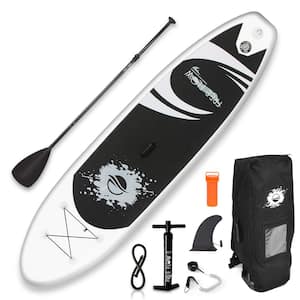 Wide Non-Slip 126 in. Black and Light Gray PVC Inflatable Paddleboard with Accessories