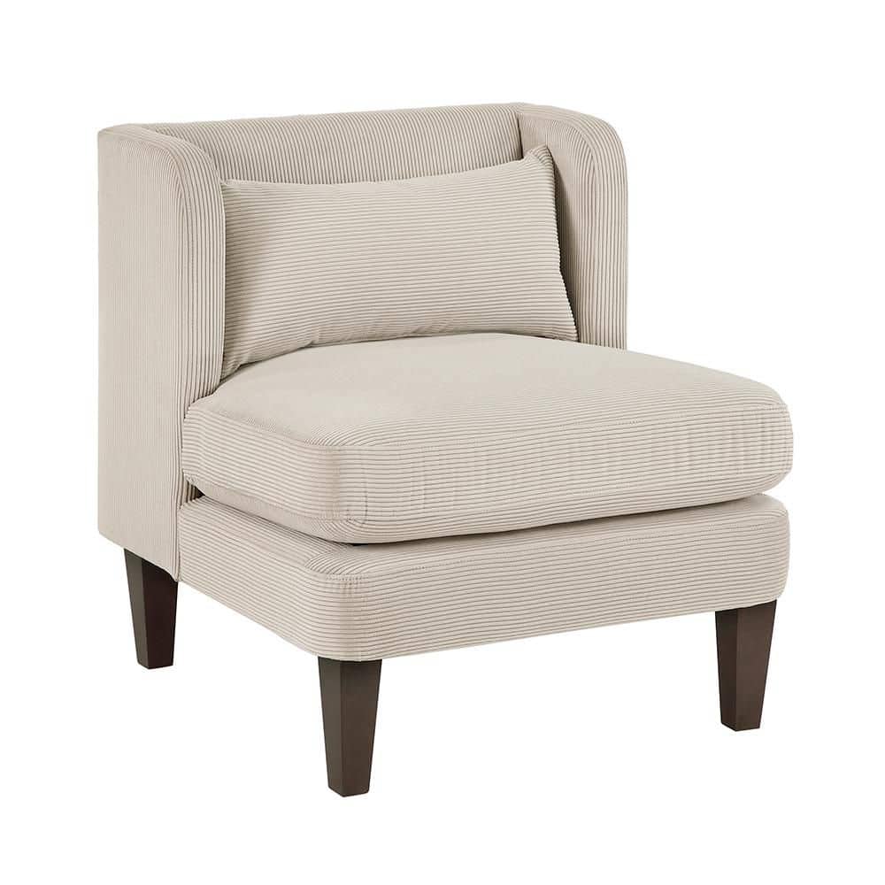 Alby Taupe Corduroy Fabric Upholstery Accent Arm Chair
