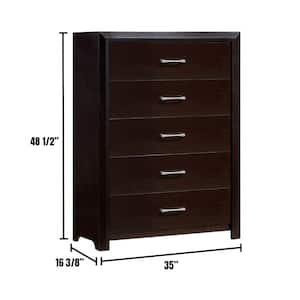 Janine 5-Drawer Espresso Transitional Style Chest of Drawers