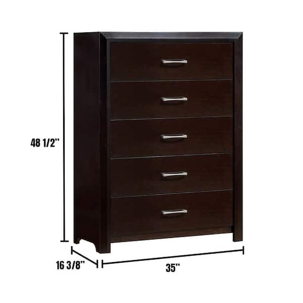 William's Home Furnishing Janine 5-Drawer Espresso Transitional Style Chest of Drawers