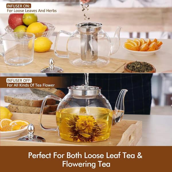 Blue White Porcelain Teapot With Stainless Steel Filter - 12oz (350ml), Ceramic, Dishwasher & Microwave Safe