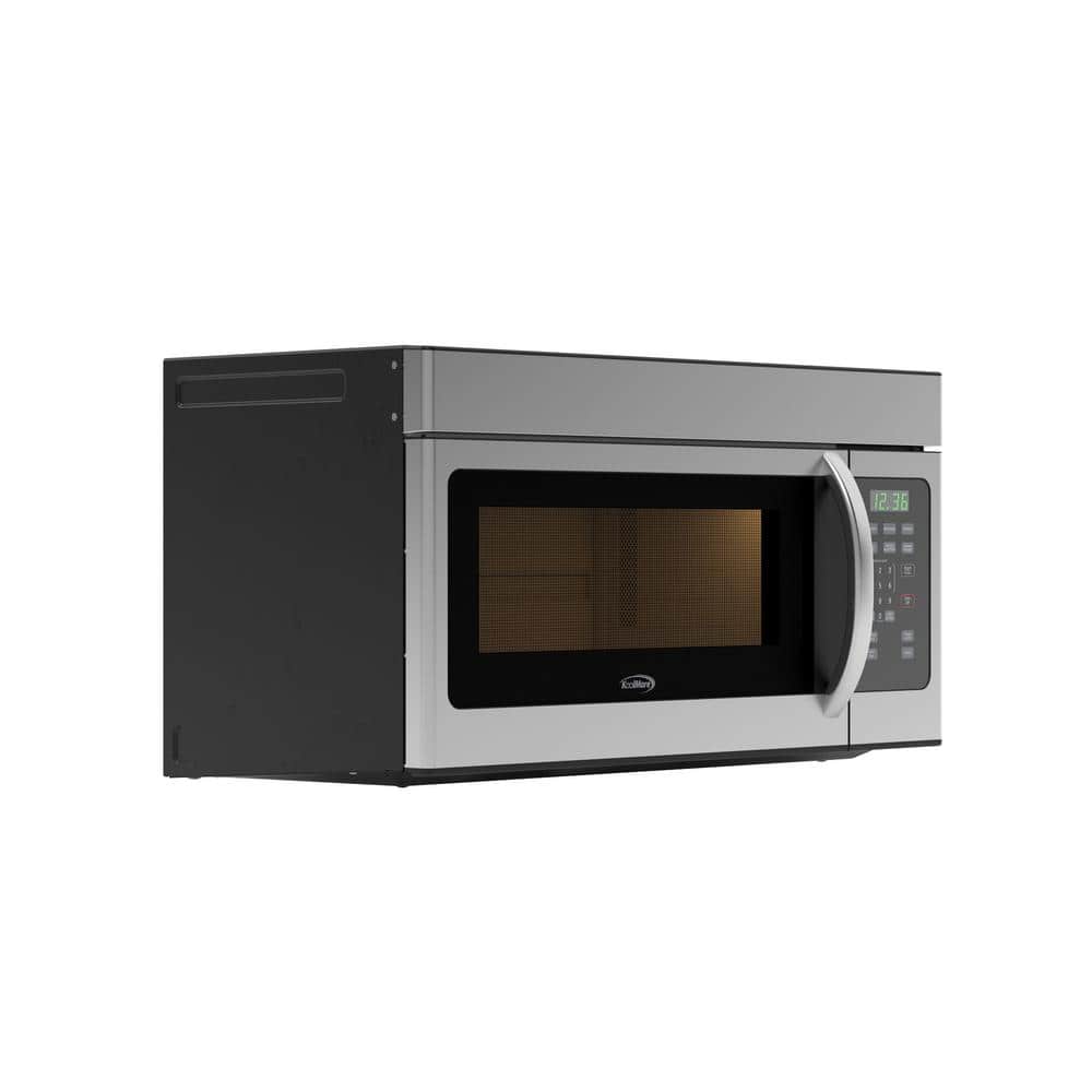 Koolmore 1.6 Cu. Ft. Stainless Steel Over the Range Microwave Oven with Oven Lamp and 300CFM Recirculation Vent Hood Function, Silver