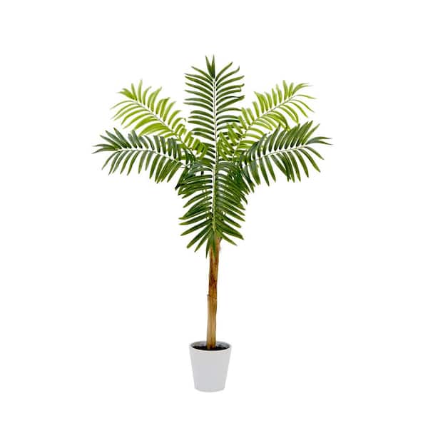 Nearly Natural 48 in. Green Artificial Areca Palm Tree in Decorative Planter