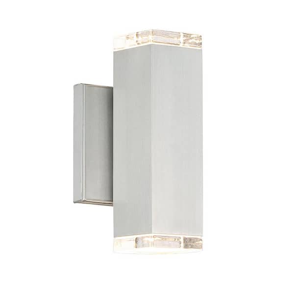 WAC Lighting Block 8 in. Brushed Aluminum Integrated LED Outdoor Wall Sconce in 3000K