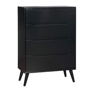 Lennart II 4-Drawers Black Mid-Century Modern Style Chest of Drawers