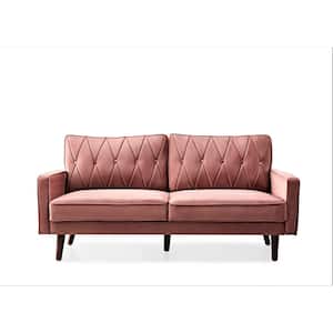 Feemster 69.3 in. Wide Square Arm Velvet Straight 3-Seater Sofa in Pink