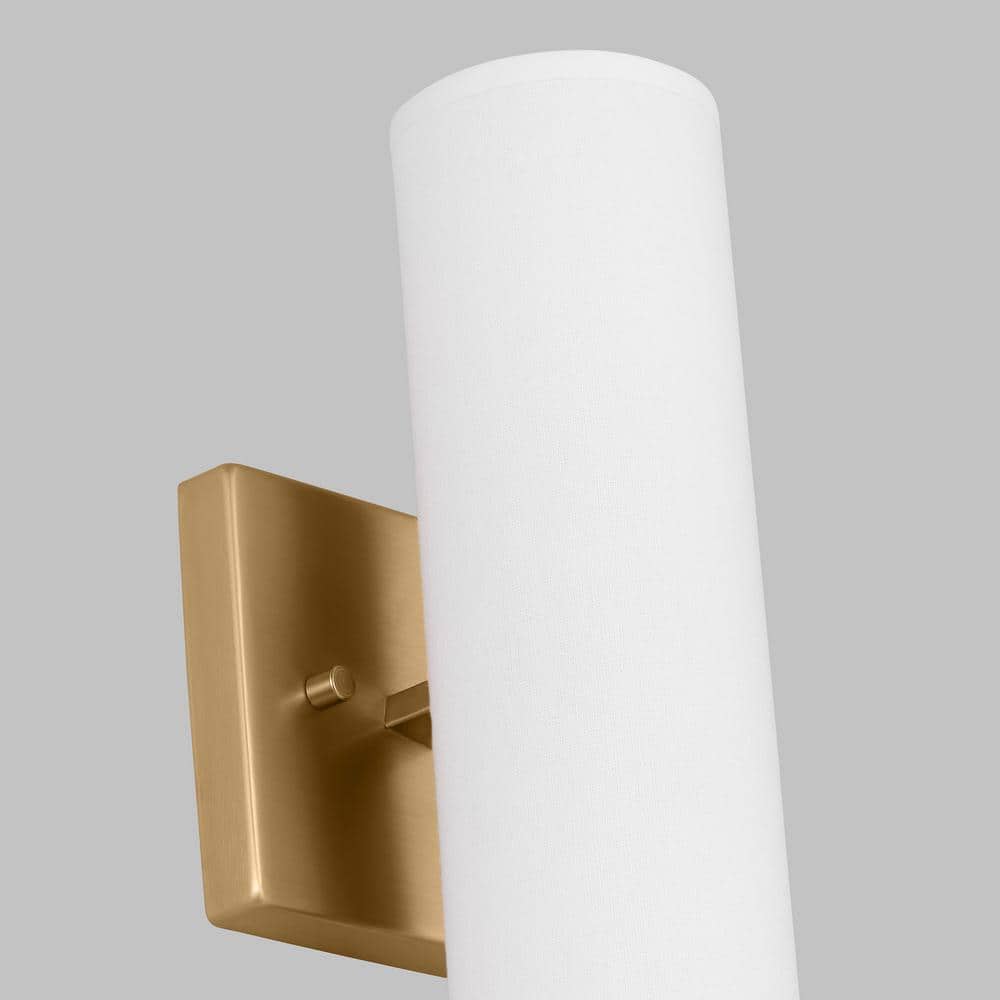 White Frosted Glass Brass Tube-Shaped Wall Sconce
