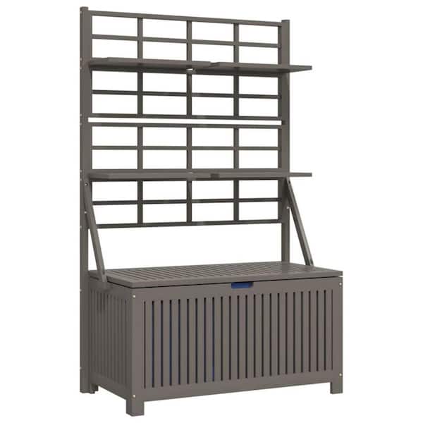 19.7 in. W x 39 in. D x 63 in. H Gray Wood Outdoor Storage Cabinet Box with Trellis and Shelves