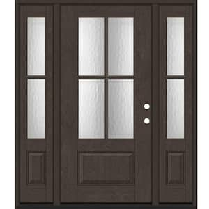 Regency 68 in. x 80 in. 3/4Lite 4SDL Oasis Deco Glass LHIS Prefinish Hickory Fiberglass Prehung Front Door w/2_ 14inSL