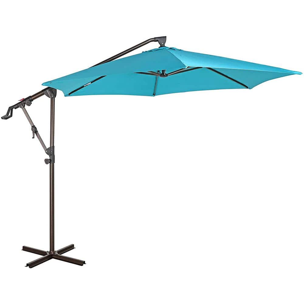 10 ft. Aluminum Outdoor Cantilever Umbrella in Blue