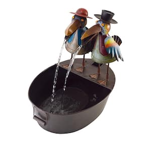 20 in. Tall Outdoor Metal Crow Water Fountain Yard Art Decor