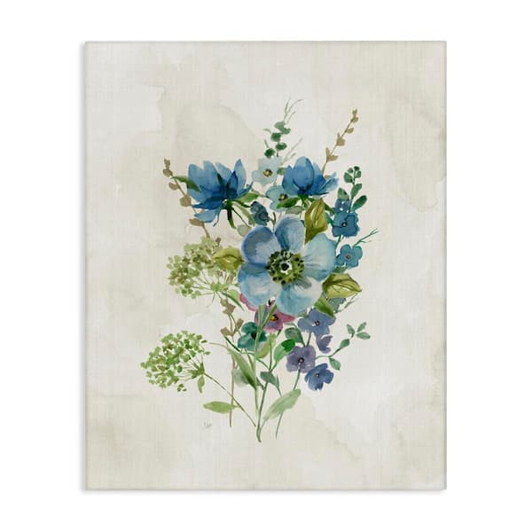 Stupell Industries Blue Wildflower Cluster by Nan Unframed Nature Graphic Art Print 40 in. x 30 in.
