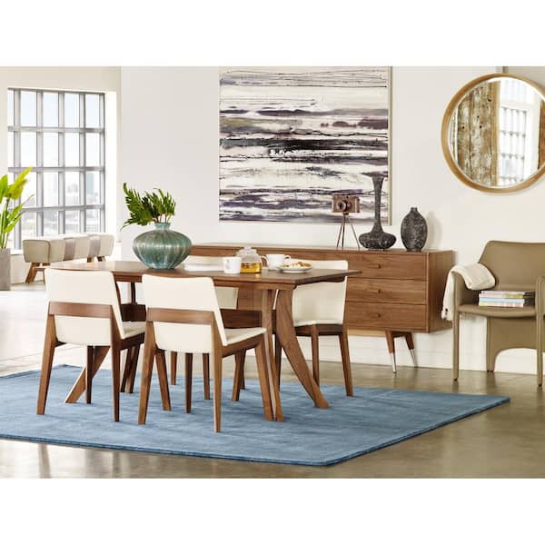 NADAAL STUDIOS Margot Brown 52 in. Leather Bench with Eucalyptus Frame and Rubberwood Legs