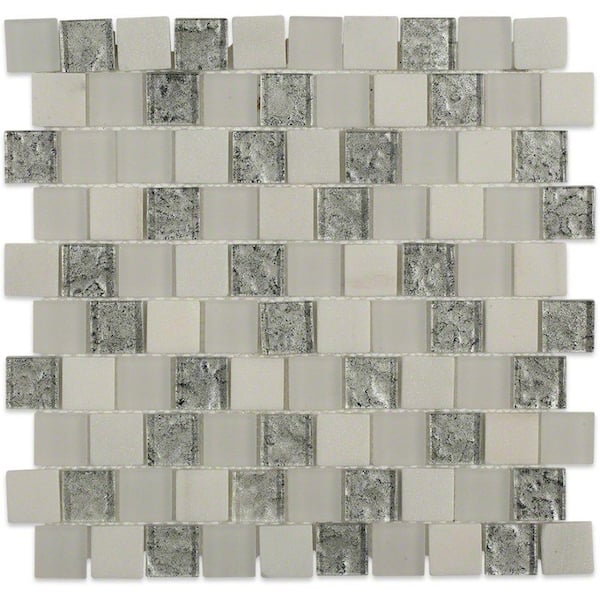 Ivy Hill Tile Inheritance Cool Mist Marble and Glass Mosaic Wall Tile - 3 in. x 6 in. Tile Sample