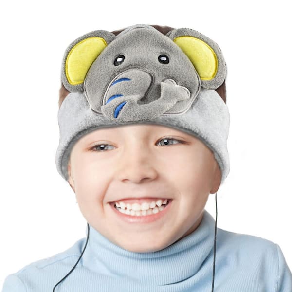 CONTIXO Kids Headphones Volume Limiter Machine Washable Fleece Headphones for Children Travel/Home w/ Adjustable Band (Elephant)