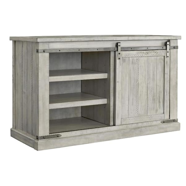 Benjara 50 in. White Wood TV Stand Fits TVs up to 48" in. with 3 Shelves