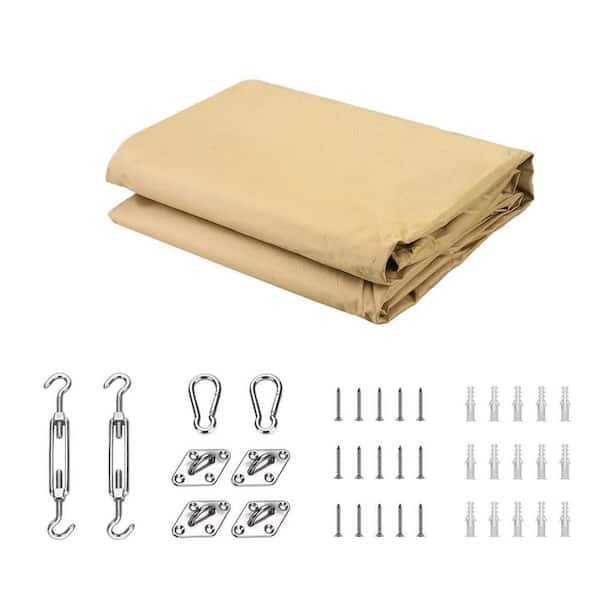 20 ft. x 16 ft. Sand Waterproof Sun Shade Sail with 98% UV Block and Hardware Kit for Patio, Deck, and Garden