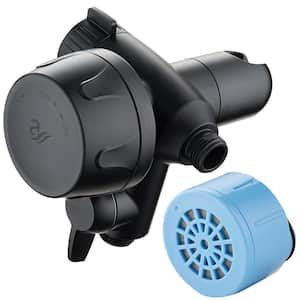 Advanced shower filter for combo shower heads with KDF filtration and built in bracket, Antimicrobial in Black finish