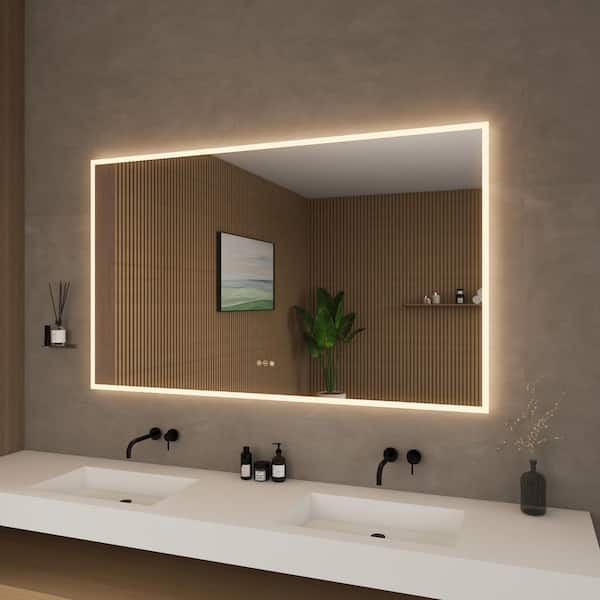 Element 60 in. W x 36 in. H Rectangular Frameless Anti-Fog LED Dimmable Color Changing Wall Bathroom Vanity Mirror