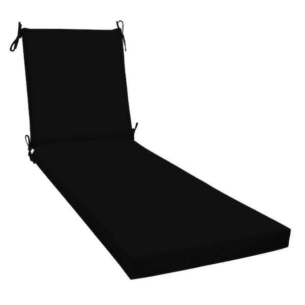Honeycomb Outdoor Chaise Lounge Chair Cushion Sunbrella Canvas Black