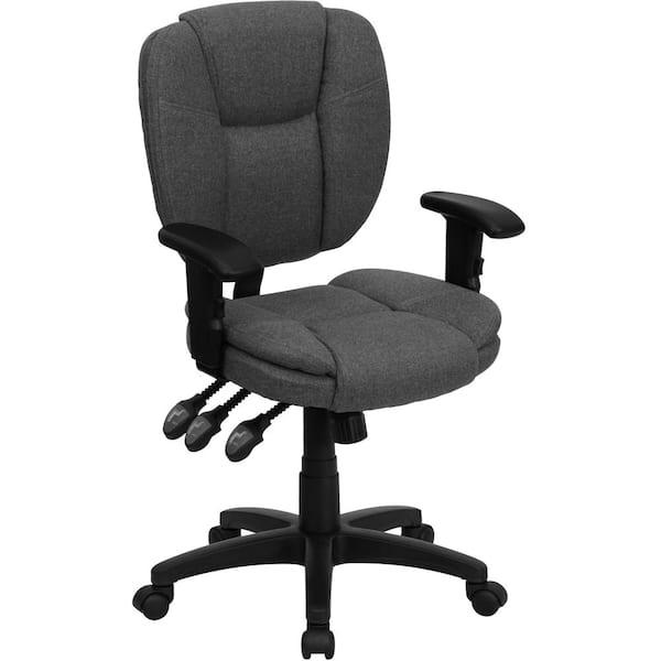 Flash Furniture Fabric Mid-Back Ergonomic Swivel Task Chair in Gray