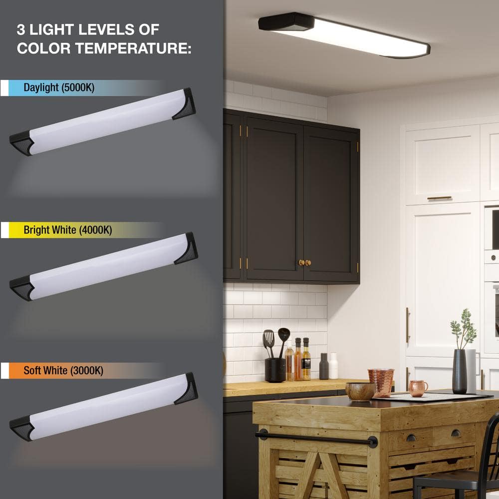 Mesha 48" Matte Black LED Flush Mount Ceiling Light