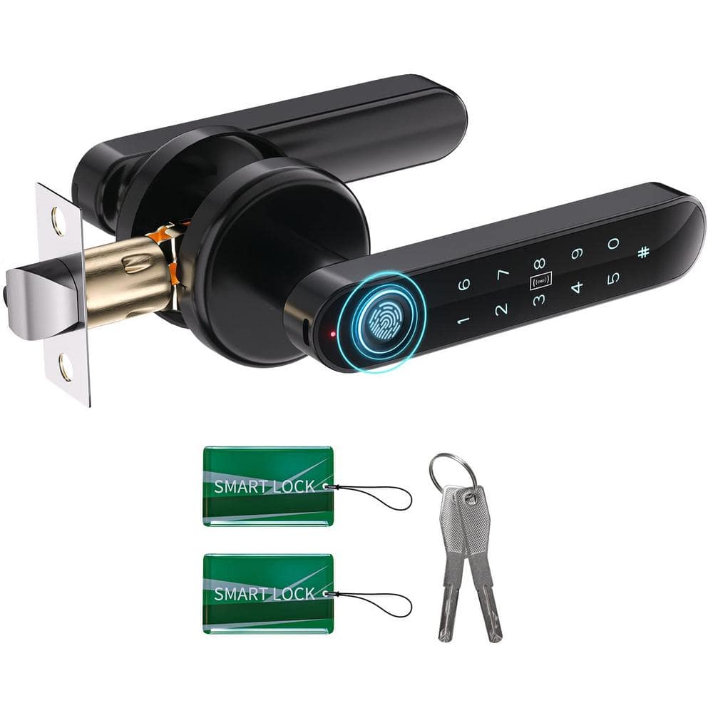 5 in 1 Smart Biometric Fingerprint Door Knob with Passcode Numeric Keypad a