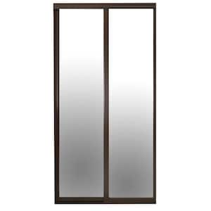 60 in. x 96 in. Serenity Espresso Wood Frame Mirrored Interior Sliding Door