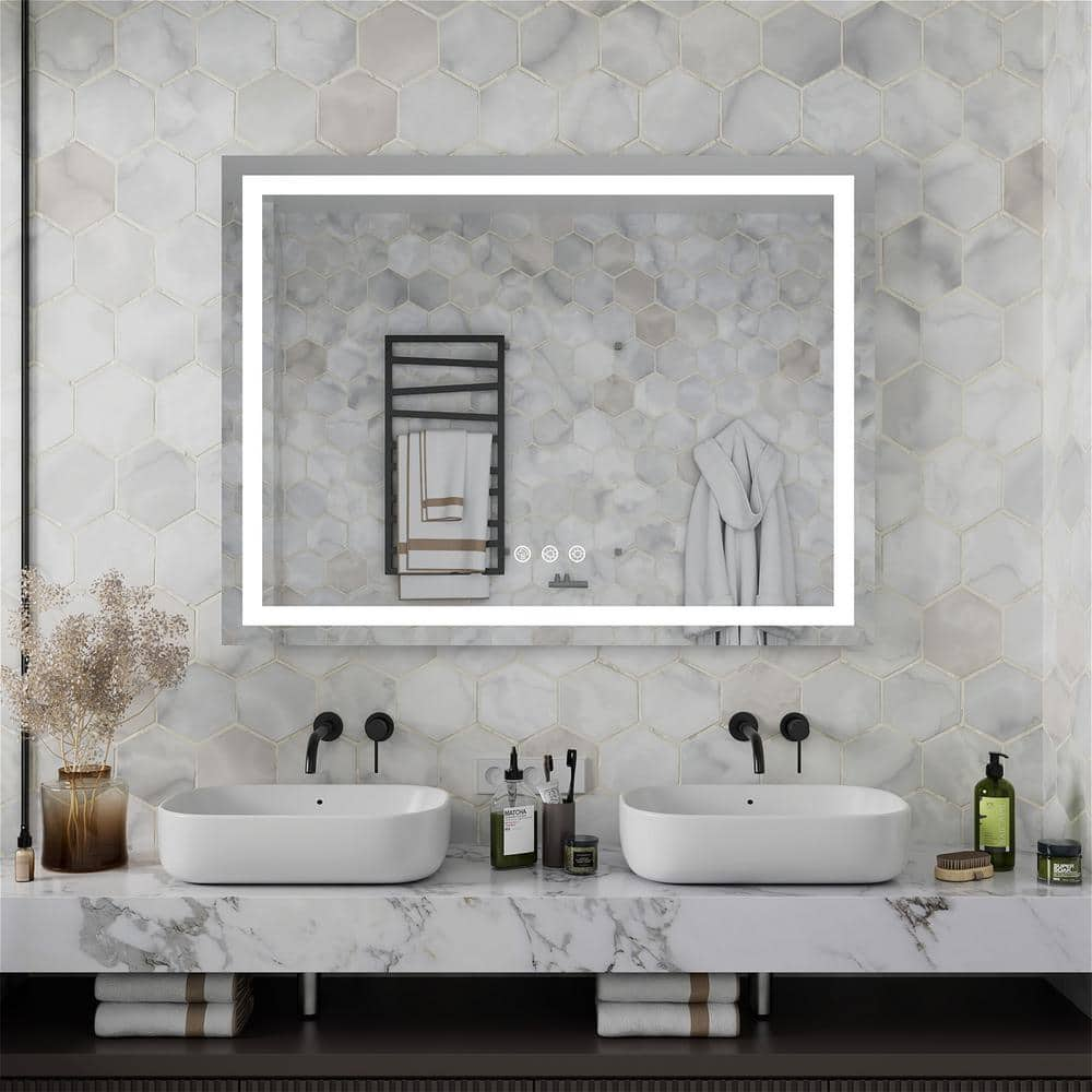 Ethereal 48 in. W x 36 in. H Rectangular Frameless LED Mirror Anti-Fog Wall Bathroom Vanity Mirror Memory Function -  INSTER, WSHDRMMR0049