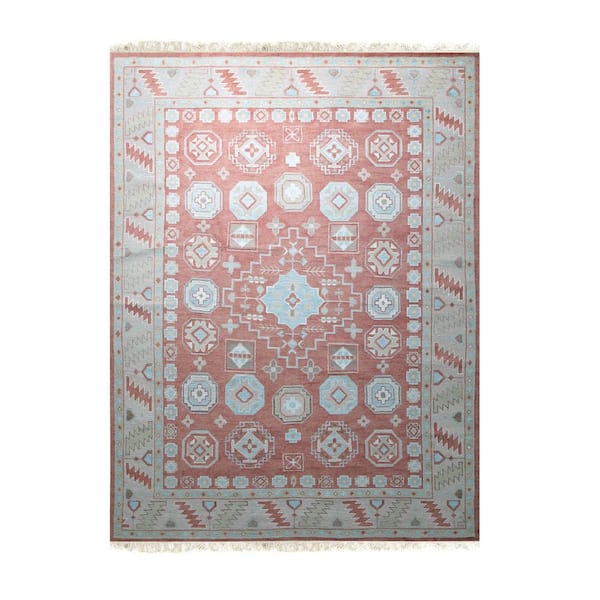 EORC Rust 9 ft. x 12 ft. Hand-Knotted Wool Classic Timeless Rug Area Rug