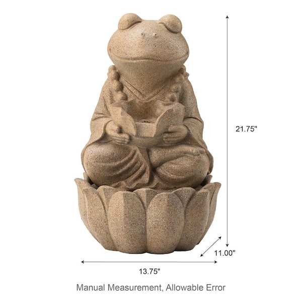 Glitzhome 21.75 in. H Outdoor 2-Tiered Zen-Style Frog Sand