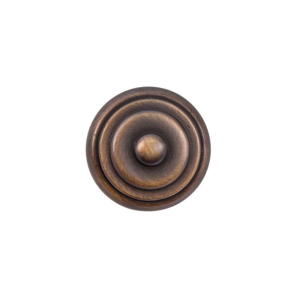 Garner Vintage Brass Round Mushroom Knob with Mounting Hardware