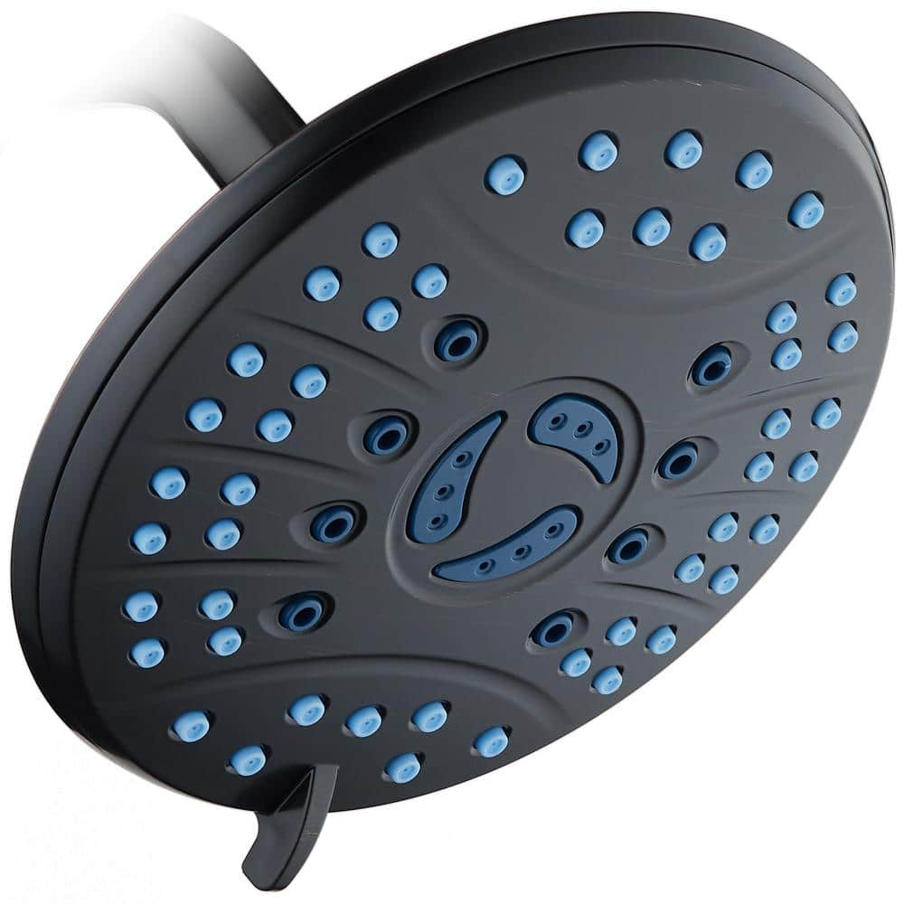 6-Spray Patterns 7 in. Single Wall Mount Fixed Showerhead Anti-microbial Wa