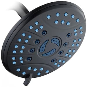 6-Spray Patterns 7 in. Single Wall Mount Fixed Showerhead Anti-microbial Waterfall in Oil Rubbed Bronze