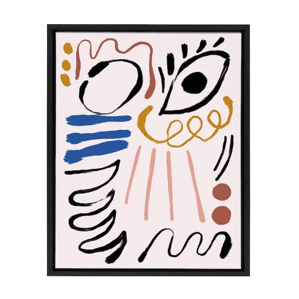 Kate and Laurel Sylvie "MV Abstract Face 3" by Marcello Velho Framed Canvas Wall Art 24 in. x 18 in.