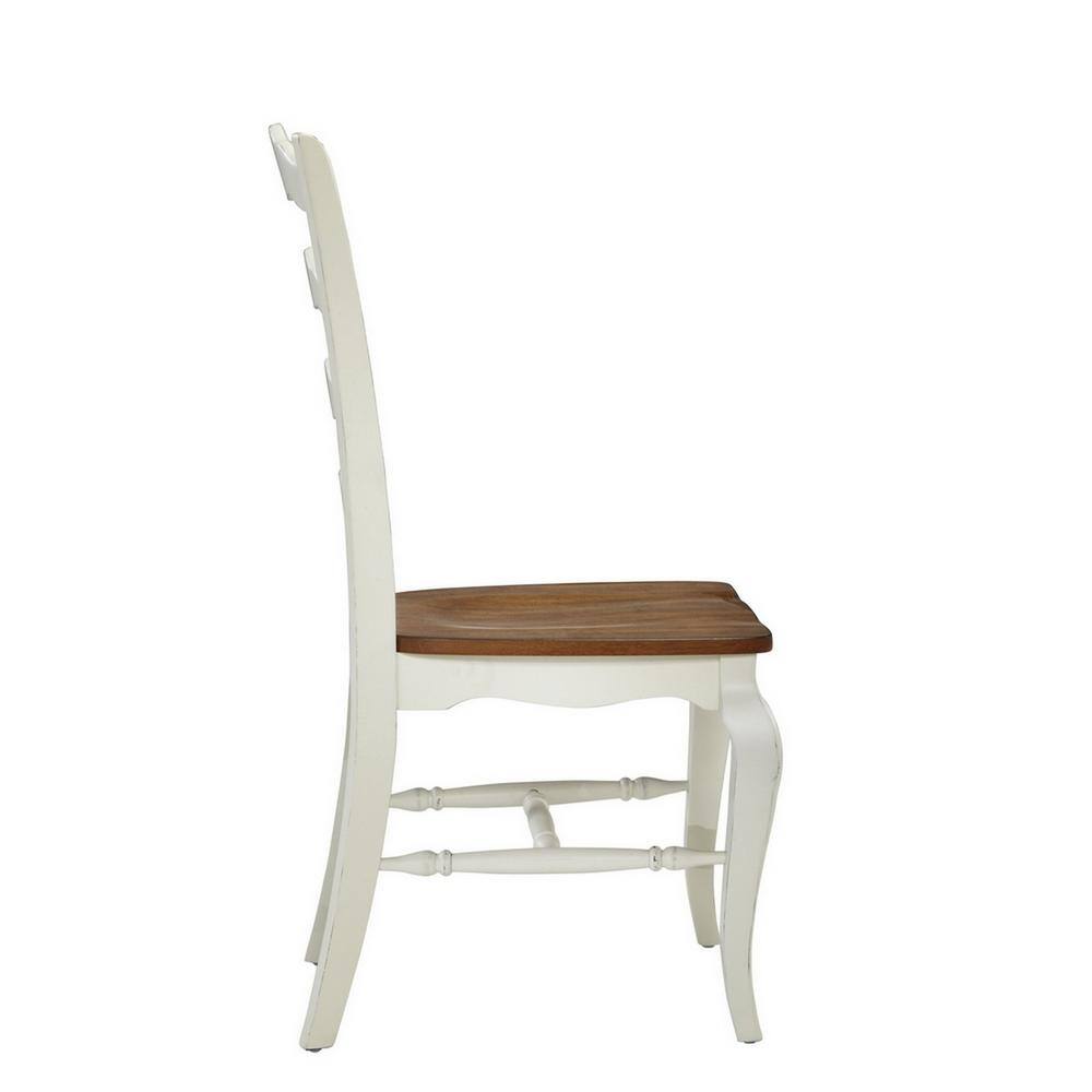 High Ladderback Oak and Rubbed White Side Chair