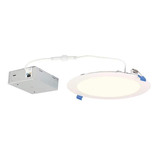 8 in. Slim 2700-5000K Selectable Remodel Canless Integrated LED Recessed Light Kit with White Trim for Shallow Ceilings