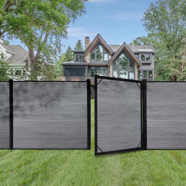 CREATIVE SURFACES 6 ft. H x 6 ft. W Woodgrain Hazy Gray Vinyl Privacy Fence Panel
