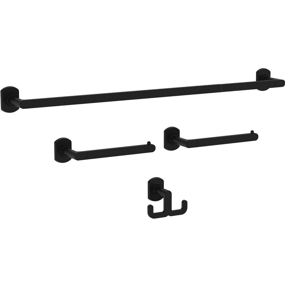 Granville 4-Piece Bath Hardware Set 18 in. Towel Bar with Extender Toilet P