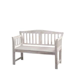 White Wooden Bench 47 in. L x 19.5 in. W x 33 in. H