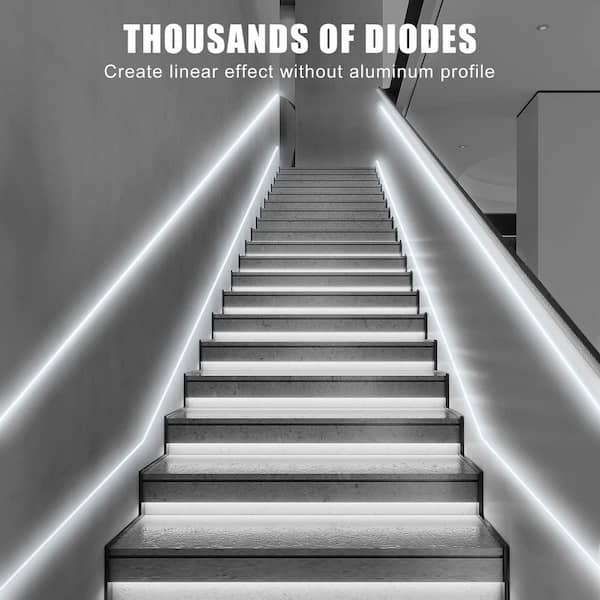 16.4 ft. Integrated LED White Strip Light Fixture, 6500K Dimmable Ultra Bright Daylight COB Light