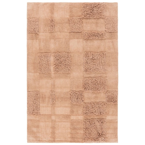 SAFAVIEH Easy Care Orange 6 ft. x 9 ft. Machine Washable High-Low Solid Checkered Area Rug