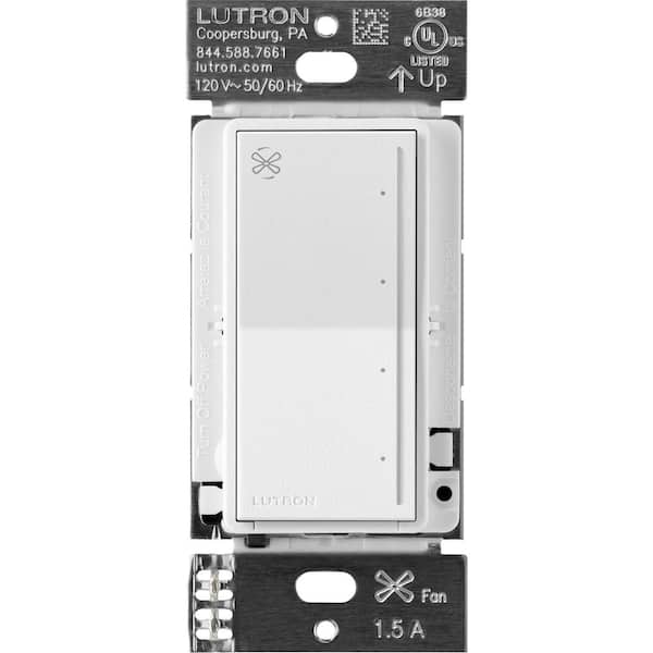 Lutron Sunnata Touch Fan Control, 4-Speed, 1.5 Amp/Single-Pole, Snow (ST-FSQ-N-SW)