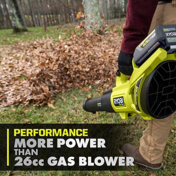 RYOBI - 40V HP Brushless 650 CFM 160 MPH Cordless Leaf Blower and Carbon Fiber String Trimmer with 4Ah Battery and Charger