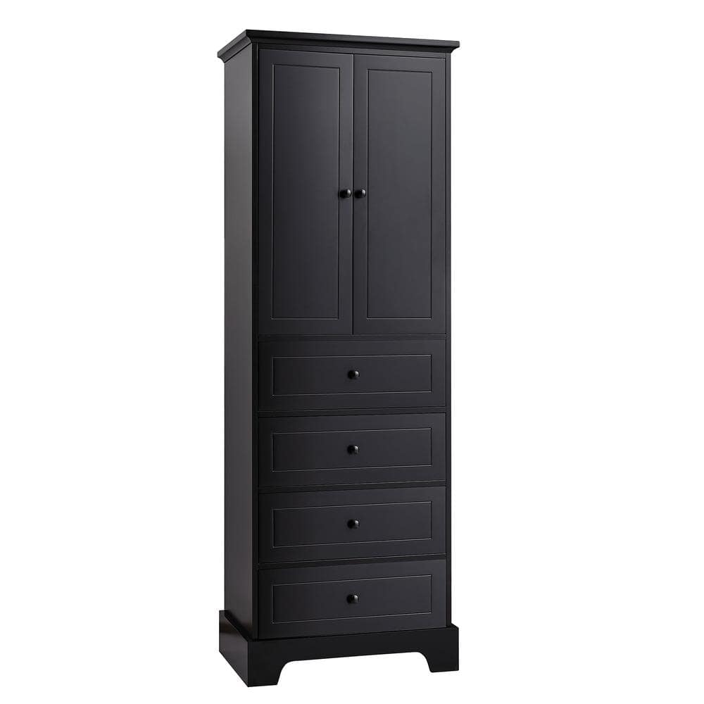 URTR Black 68.1 in. H Wooden Storage Cabinet with Shelves and Drawers ...