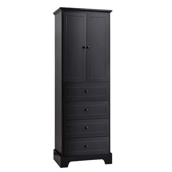 URTR Black 68.1 in. H Wooden Storage Cabinet with Shelves and Drawers ...